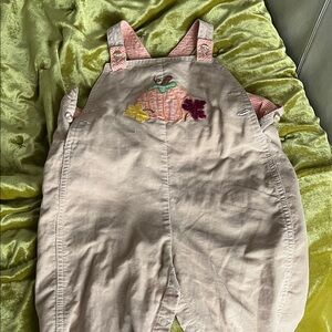 Kids Beige Overalls with Embroidered Design